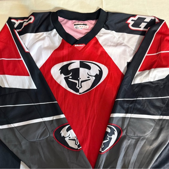 Thor Motocross Jersey Red Black White Long Sleeve Racing Top XXXL - Picture 8 of 15